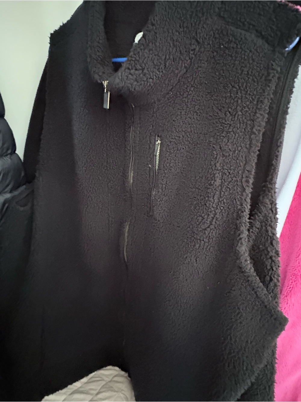 For The Republic Black Teddy Sherpa Zip-Up Vest